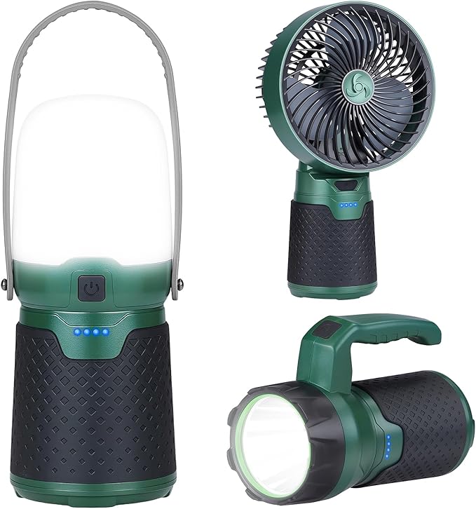 4 in 1 Modular Rechargeable Camping Lantern, Portable LED Flashlight, Outdoor Camp Fan, 4400mAh