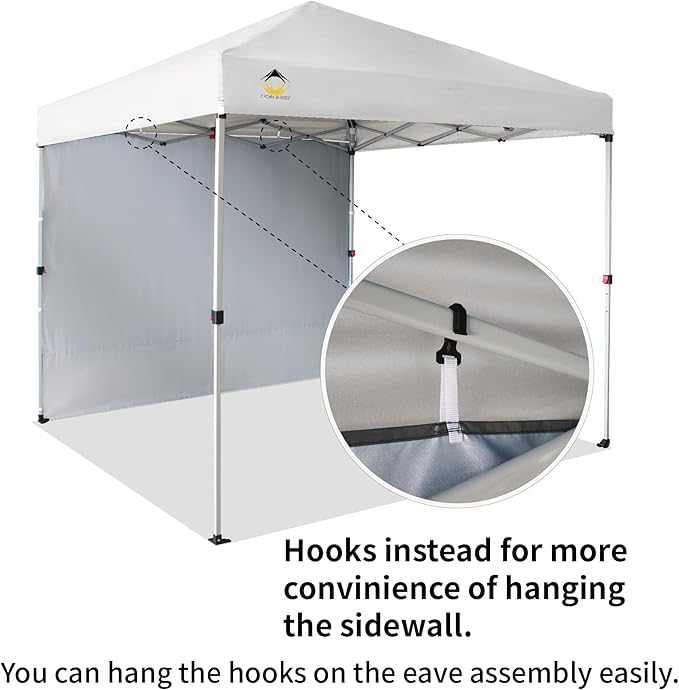 CROWN SHADES 8x8 Pop Up Canopy with 1 Side Wall - Beach Tent with One Push Setup - Outdoor Sun