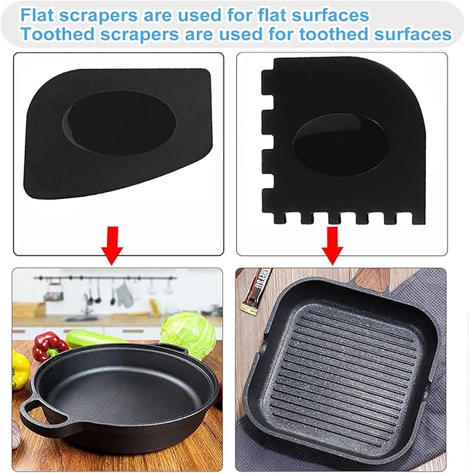 Onewly Cast Iron Scrubber and Scraper, Chain Mail Scrubber Cast Iron for Cleaning Dishes, Stock