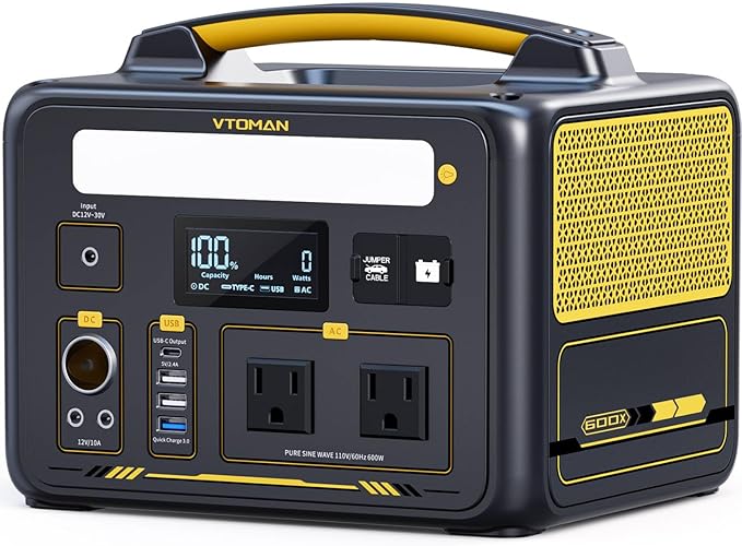 VTOMAN Jump 600X Portable Power Station 600W, 299Wh Solar Generator LiFePO4 Battery Power Station