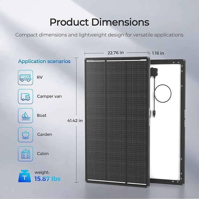 Renogy 120W ShadowFlux Anti-Shading N-Type Solar Panel, 12V 120 Watt Solar Panel 25%