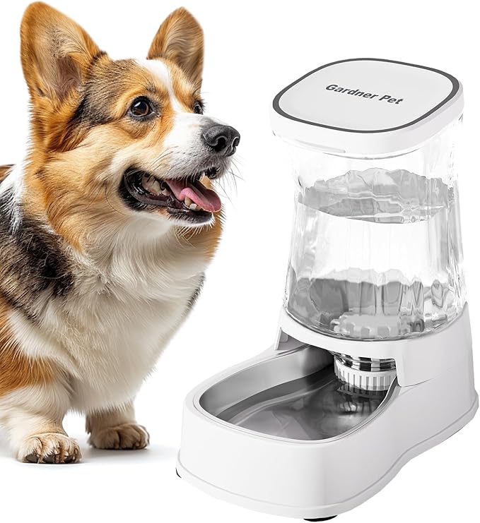 Gardner Pet Automatic Dog Water Dispenser Gravity Stainless Steel Water Waterer Feeder, 100%