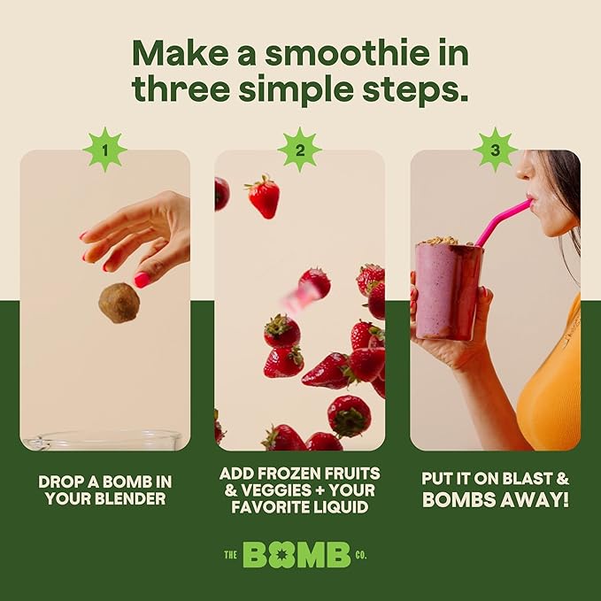 The Bomb Co. Blender Bomb, Glow Getter, Superfood Smoothie Supplement, Smoothie Mix with Flax