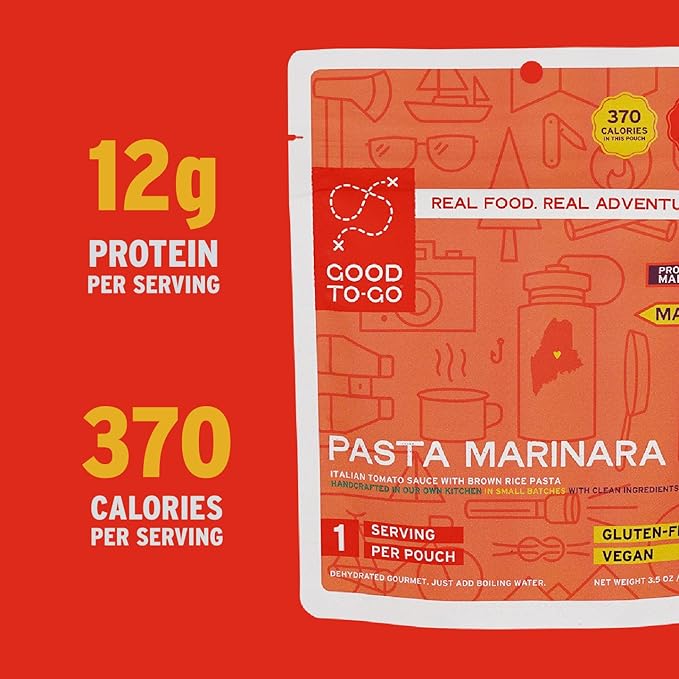 GOOD TO-GO Pasta Marinara (Single Serving) |Camping & Backpacking Food | Just Add Water Backpacking