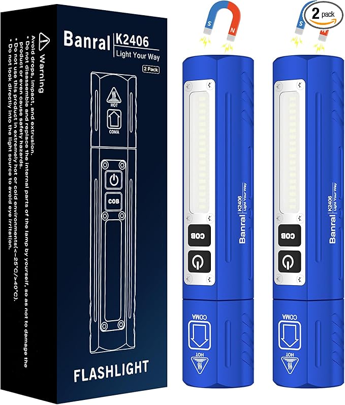 Rechargeable Tactical Flashlights High Lumens - Super Bright Small Powerful LED Magnetic USB C