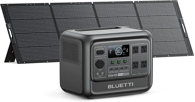 BLUETTI Elite 100 V2 Solar Generator with 350W Solar Panel (Ships Separately), 1024Wh Portable