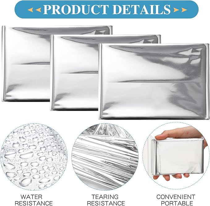 Macarrie Emergency Blanket Bulk - Survival Thermal Silver Foil Reflective Blankets Set Pack for