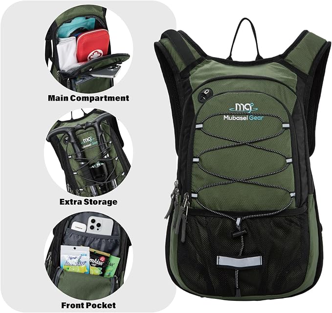 15L Insulated Hydration Backpack Pack with 2L Water Bladder Lightweight Hiking Backpack Bag for