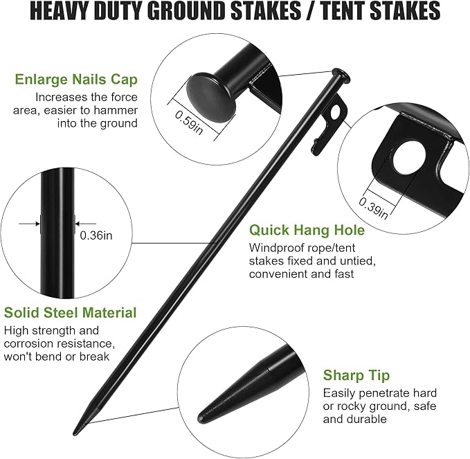 Goldlife Pond Fountain Aerator Fixing Accessories - 2×Metal Ground Stakes with 2×101ft Braided
