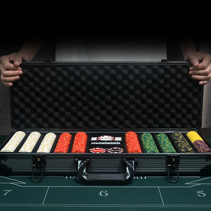 14 Gram Clay Poker Chips Set Texas Hold’em 500PCS Poker Chips Set Numbered Chips with High-End Chip