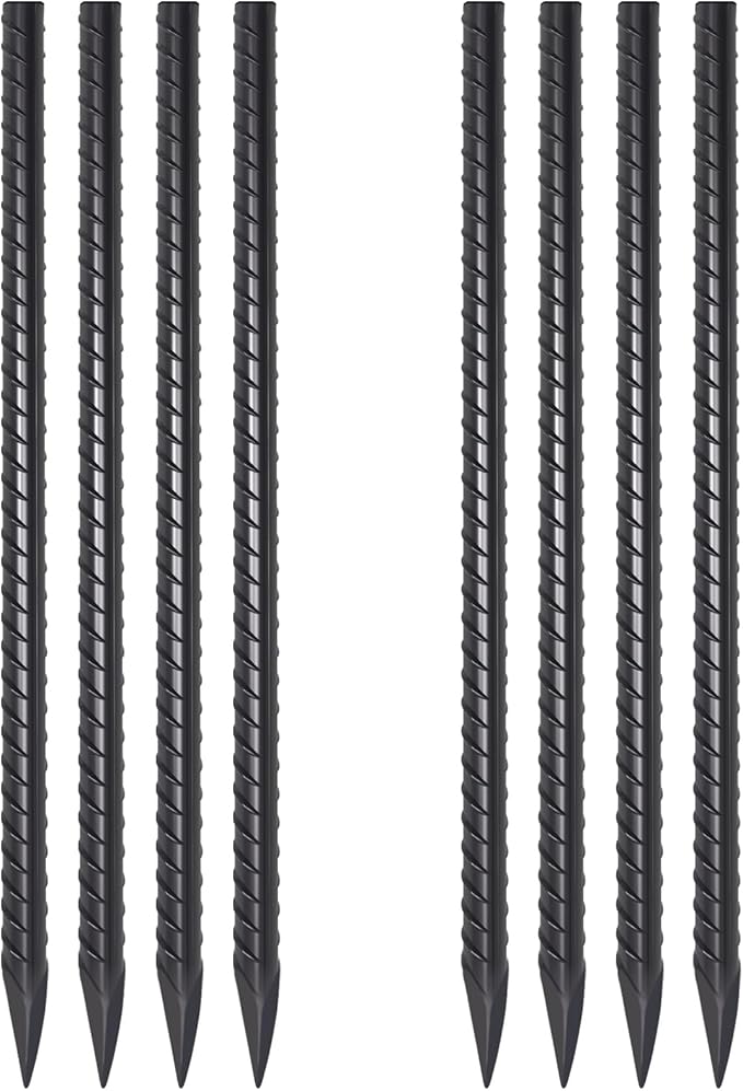 VVOKGO Rebar Stakes 24 Inch Ground Straight Concrete Form Stakes Heavy Duty (8pcs), 3/8" Diameter