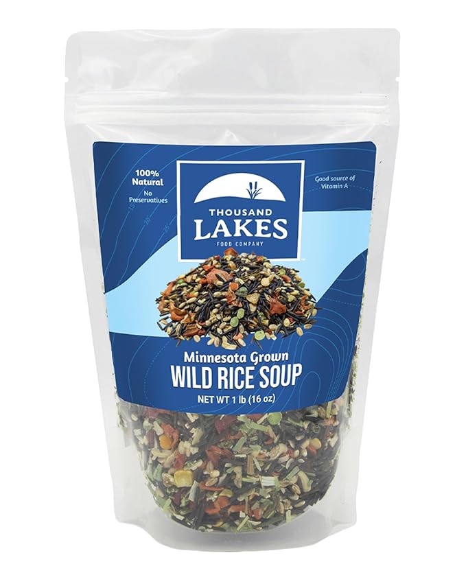 Thousand Lakes Minnesota Wild Rice Soup Mix with Vegetables - 1 pound | Fat Free | 20+ Servings |