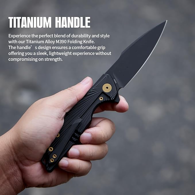 Folding Knife pocket knife EDC Knife With Clip Survival knife Hunting knife - M390 Steel Titanium