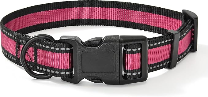 Mile High Life Dog Collar | Nylon Reflective Dog Collars | Light Weight Puppy Collars | Pink Dog