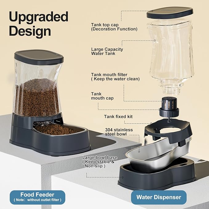 Gardner Pet Automatic Dog Water Dispenser Gravity Stainless Steel Waterer & Food Feeder Set, 100%