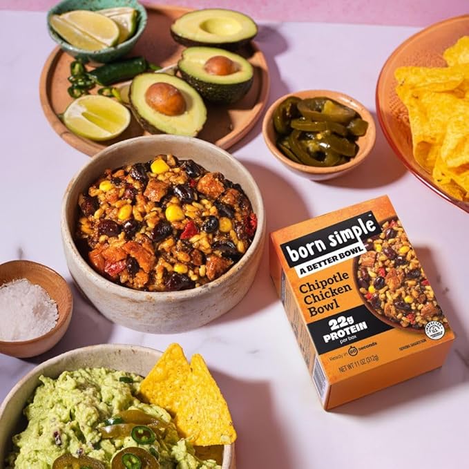 Born Simple Ready to Eat Meals, Variety Pack |Includes 4 Teriyaki Chicken & 4 Chipotle Chicken