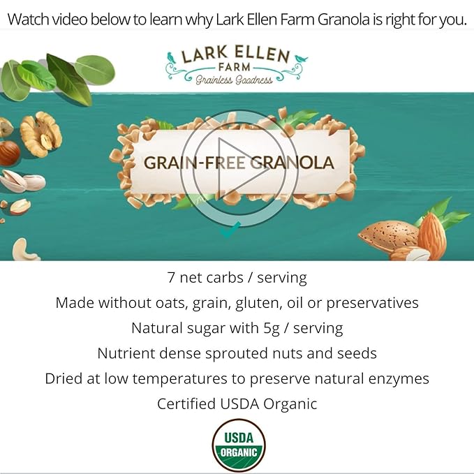 Lark Ellen Farm Vanilla Cinnamon Granola Clusters: Raw, Organic, Vegan. Low Carb, Paleo.