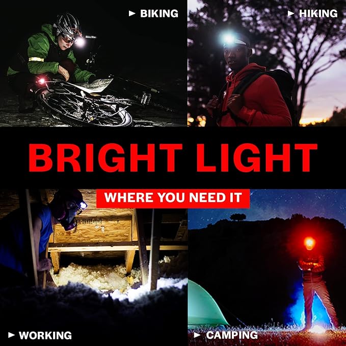 GearLight 2Pack LED Headlamp - Outdoor Camping Head Lamps with Adjustable Headband - Lightweight