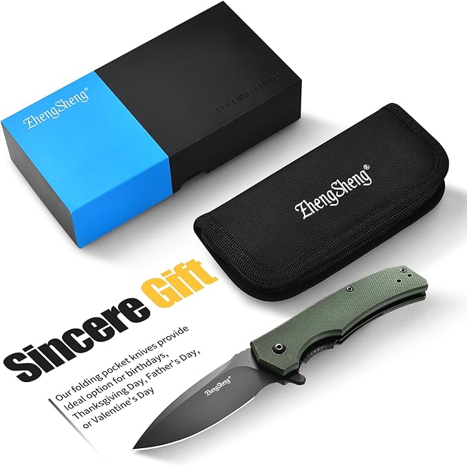 Praxis Pocket Knife, 2.9" D2 Steel Folding Knife with G10 Handle PVD Titanium Coating Blade