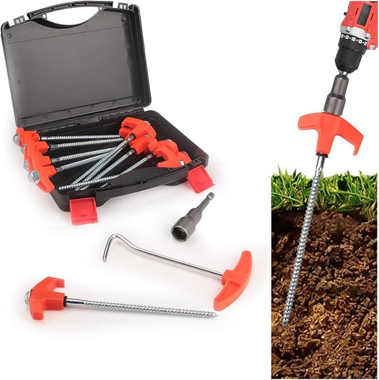 12 Pcs Tent Stakes Heavy Duty, 8 inch Ground Anchors Screw in, Screw in Tent Stakes, Camping Stakes