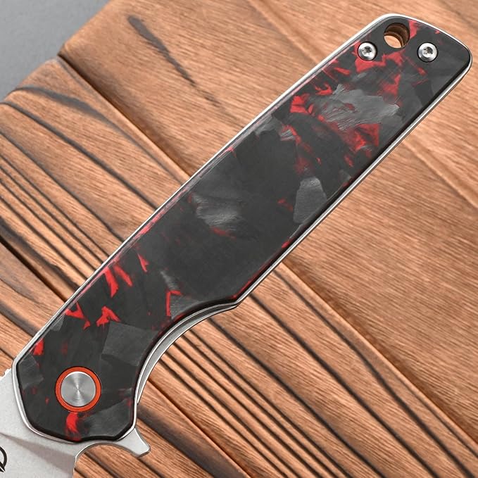 FF19 Folding Pocket Knife，D2 Steel Blade Carbon Fiber Handle EDC Tool Knife for Outdoor Camping