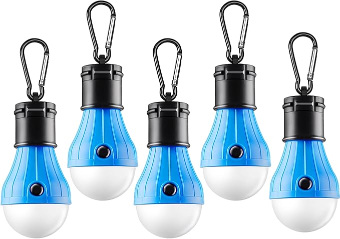Tent Lamp Portable LED Tent Lights Blue 5 Packs Hook Hurricane Emergency Lights LED Camping Lights