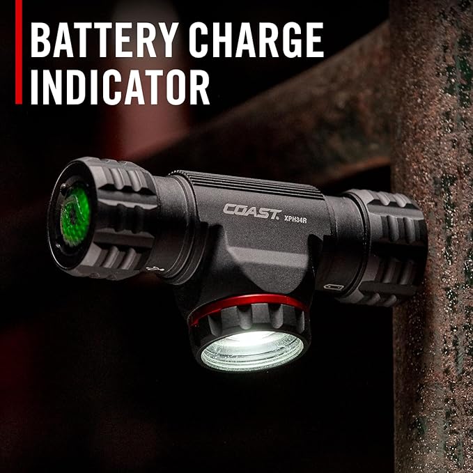 Coast® XPH34R 2075 Lumen USB-C Rechargeable-Dual Power LED Headlamp withPURE Beam® Twist Focus??and