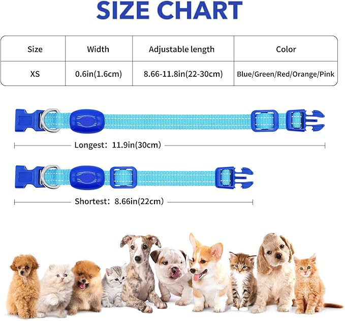 Illumifun LED Collar for Small Dogs - USB Rechargeable Dog Safety Collar Light, Adjustable Nylon