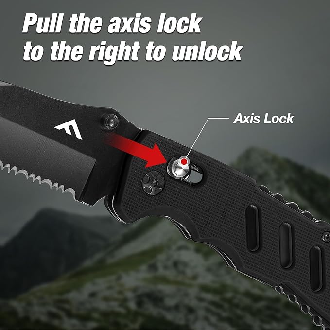 FLISSA Folding Pocket Knife with Clip, Glass Breaker and Seatbelt Cutter, Survival Knife for