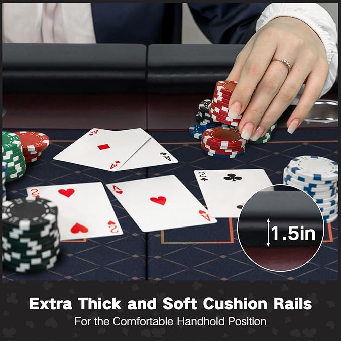 10 Player Foldable Poker Table, 86" Large Professional Folding Texas Holdem Poker Card Table