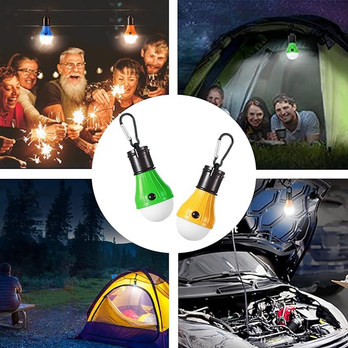 LED Camping Tent Lantern, Portable Outdoor Waterproof Emergency Light Bulb, Battery Powered with