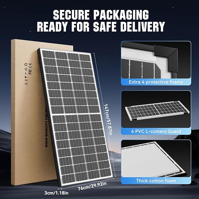 200W Bifacial Solar Panel, High Efficiency Dual-Sided PV Module, 25.4% Conversion Rate, IP68