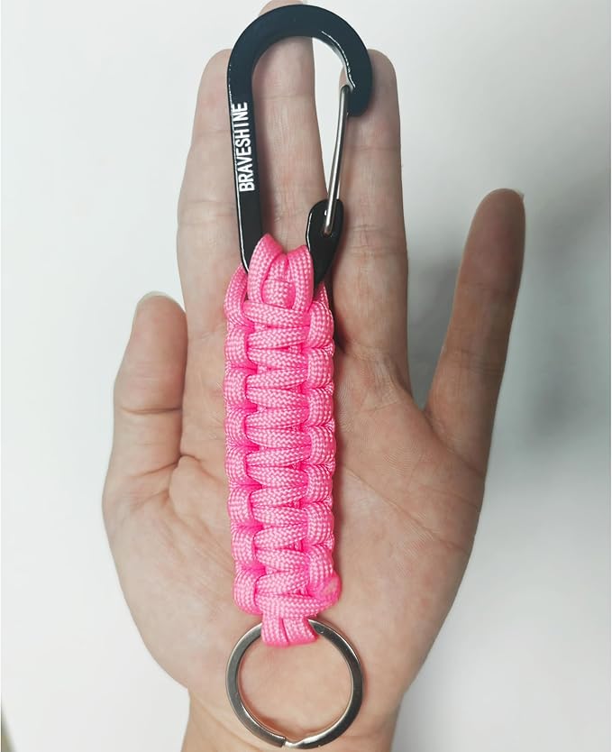 BRAVESHINE Paracord Keychain Carabiner Clip, D Ring Lanyard Hanger Stroller Hook for Water Bottle