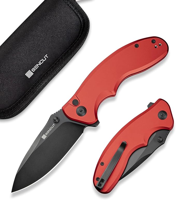 SENCUT Cybrix Folding knife, Pocket Knife with 3.46" 9Cr18MoV Blade Aluminum Handle, EDC Knife
