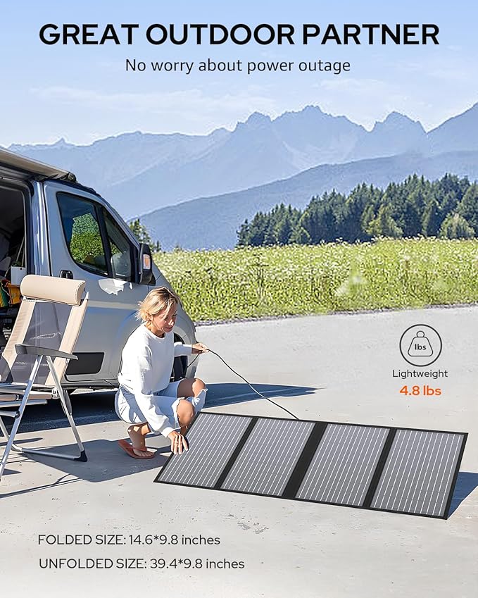60W Portable Solar Panels, Foldable Solar Panel Charger for Portable Power Station(Under 500W)
