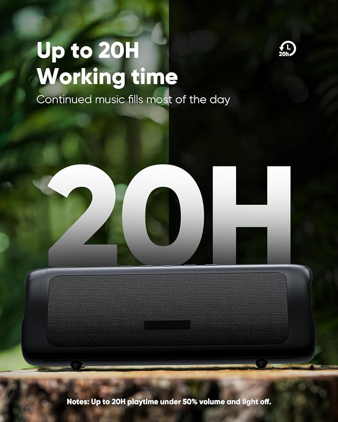 Bluetooth Speaker with HD Sound, Portable Wireless, IPX5 Waterproof, Up to 20H Playtime, TWS