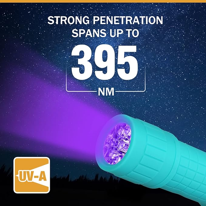 EverBrite Black Light Flashlight 6 Pack, UV Mini Flashlight, 9-Led 395nm Detector for Pet Urine