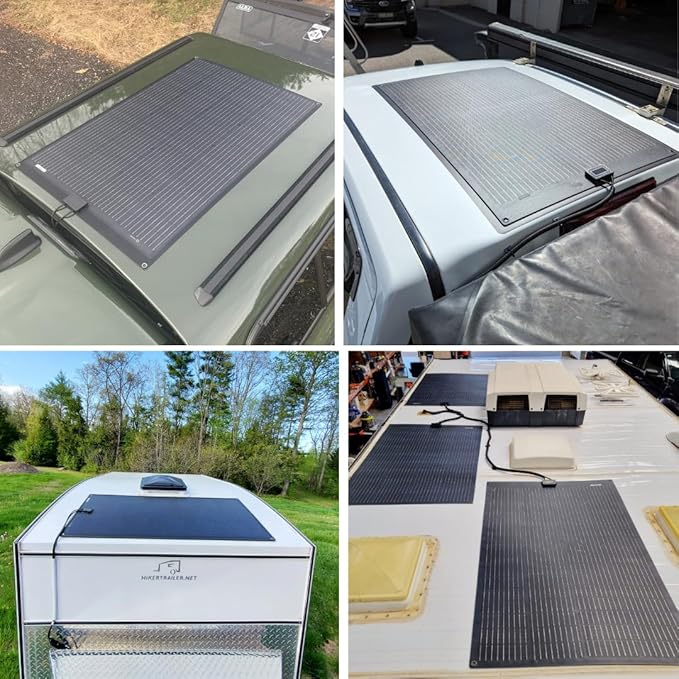 Lensunsolar 150W 12V ETFE Black Flexible Solar Panel, 43.3x28in, PERC 9BB 23.5%+ Efficiency Mono
