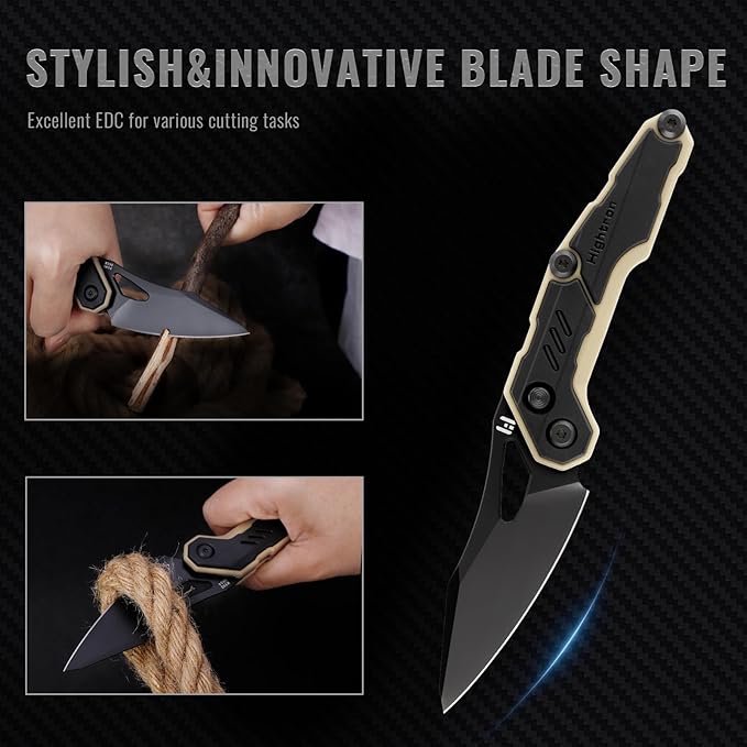 Hightron Spectron Folding Pocket Knife, 3.05" M390 Steel Blade and Nylon Fiber Handle, Sharp EDC