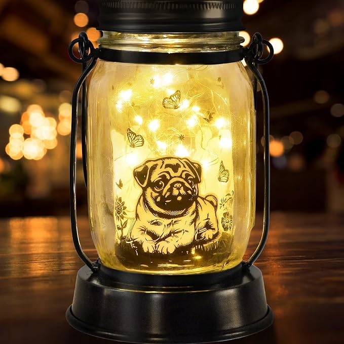 kyoryuger Pug Gifts for Women/Men Pug Solar Lanterns Dog Mom Birthday Dog Lovers Lantern Pet Loss