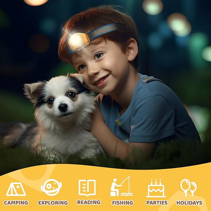 EverBrite LED Headlamp Rechargeable Kids Headlamp with RGB Mode and Adjustable Headband, 3 Modes