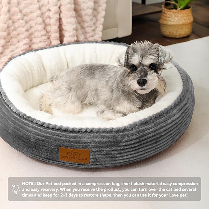 20in Washable Cat Beds for Indoor Cats - Round Donut Pet Bed for Cats, Small Dogs, Puppy, Kitten