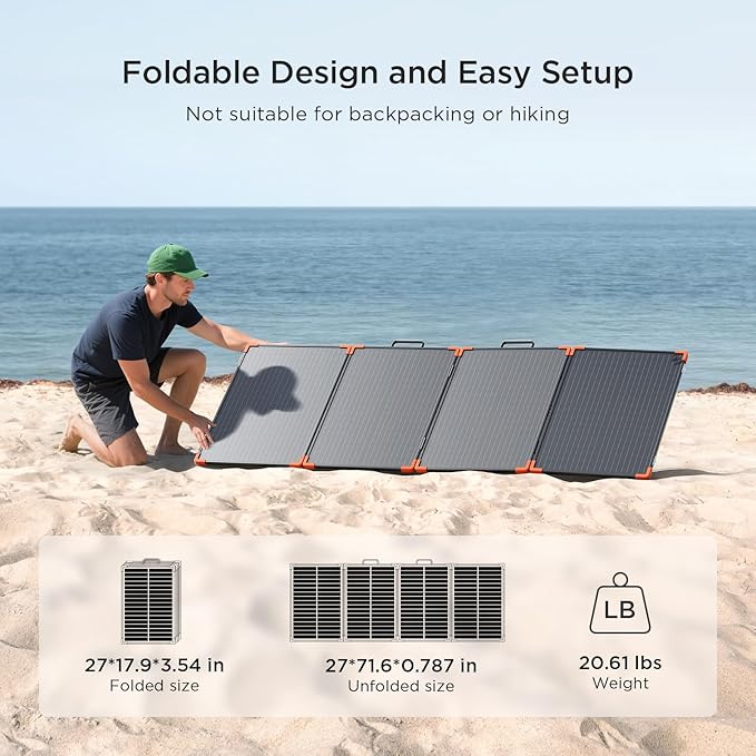 200 watt Portable Solar Panel with 20A PWM Controller,RV Essentials,12V Solar Battery Charger for