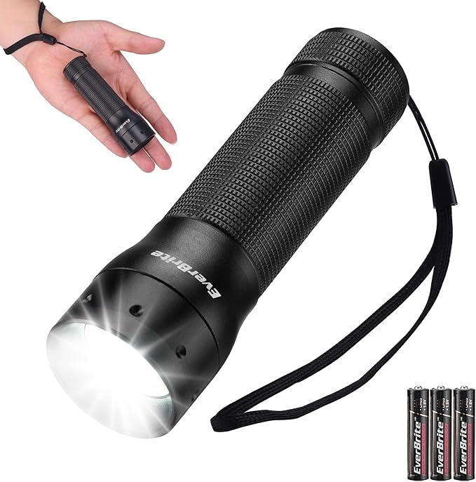 EverBrite Mini LED Flashlight, Zoomable High Lumens 350LM, 3 Modes, 3AAA Batteries Included