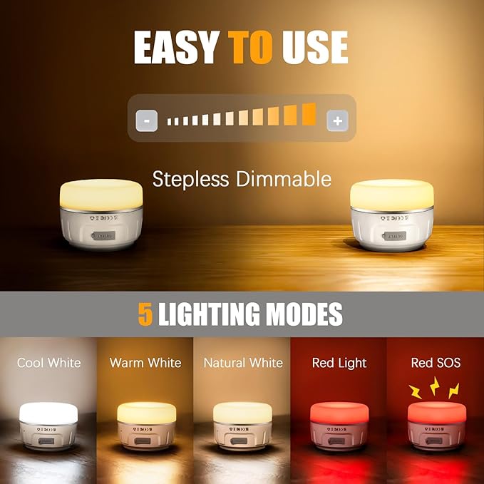 Rechargeable LED Camping Lantern 1000LM, 300H Runtime, 6400mAh, IPX5 Waterproof Tent Light for
