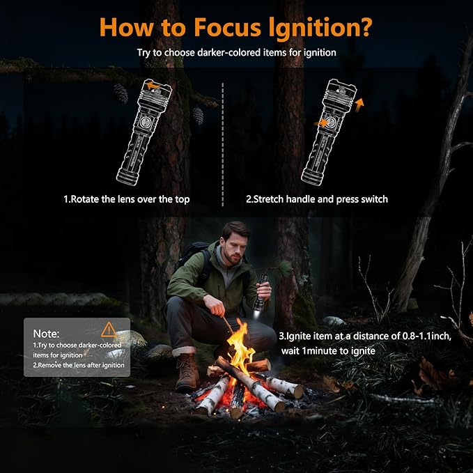 SKYFIRE Rechargeable Flashlights High Lumens: LED Super Bright Flashlight Zoomable with 5 Modes