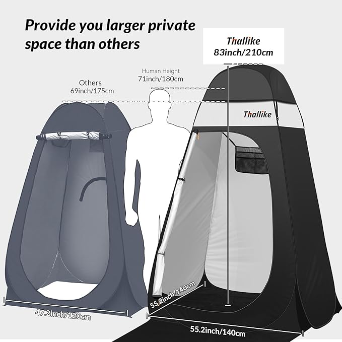 Upgrade Pop Up Privacy Shower Tent 55" x 55" x 83", Portable Camping Shower Tent, Camping Toilet
