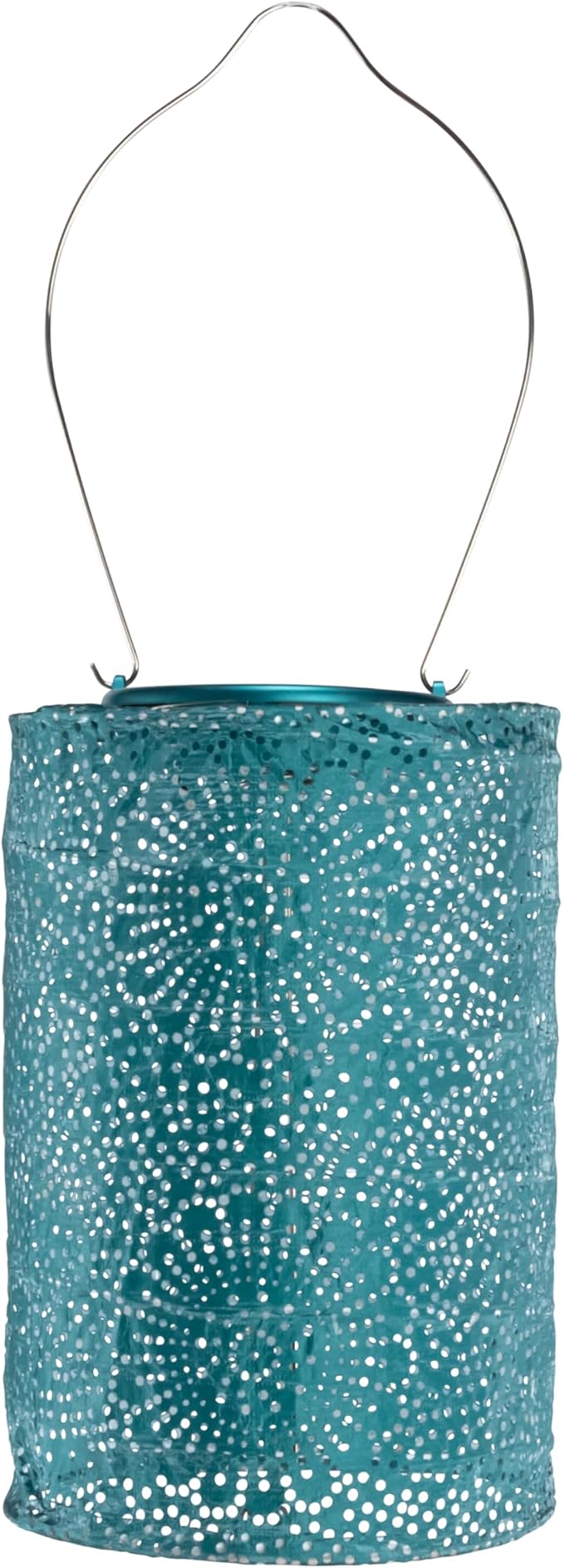 Allsop Soji Stella - Tin Art' Punched Luminaria - Cylinder - 7.5" - Outdoor Solar Latern - Metallic