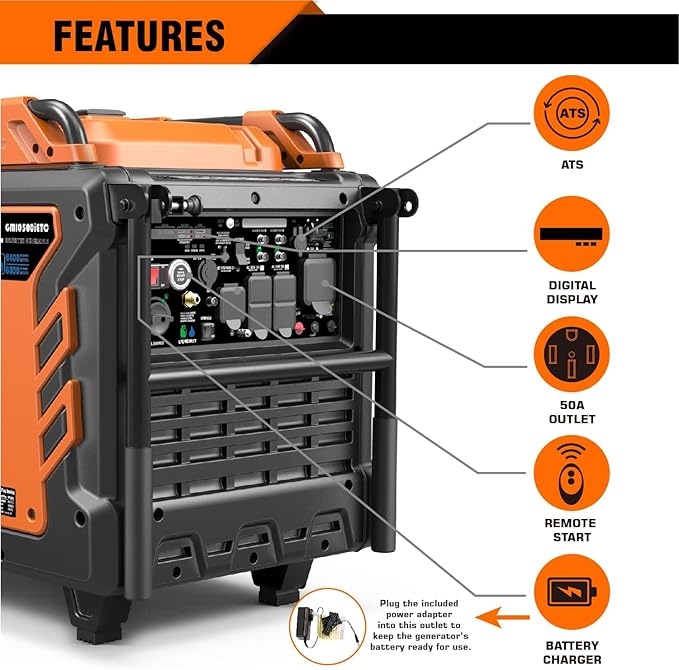 GENMAX Tri Fuel Generator,10500-Watt 458cc Tri Fuel Gasoline Propane Natural Gas Portable 50A