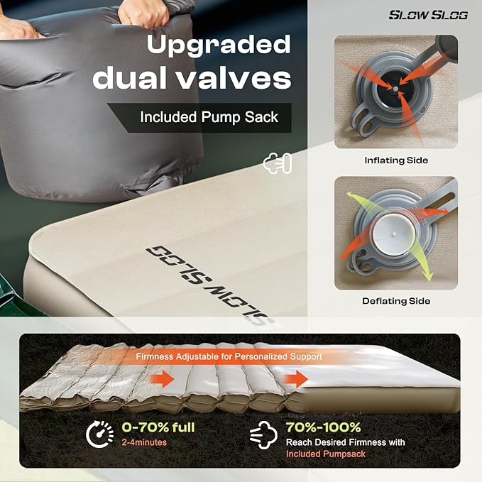 Self-Inflating Sleeping Pad with Portable Electric Air Pump, 4in Thick Memory Foam Camping Mattress